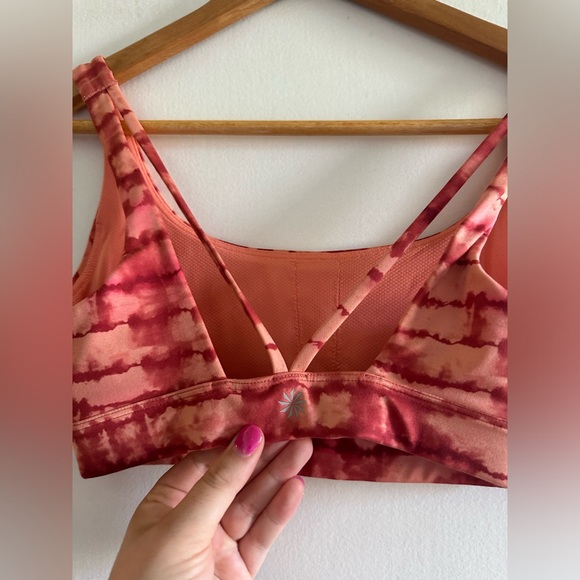 Athleta Exhale Printed Sports Bra A-C Cup Tahiti Island Coral Strappy size XS - Picture 7 of 8